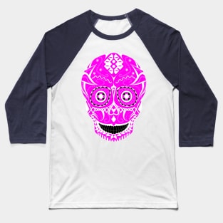 skulll candy in pink pattern in tribal mask ecopop Baseball T-Shirt